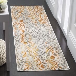 SAFAVIEH Madison Collection Runner Rug - 2'3" x 8', Cream & Orange, Boho Chic Distressed Design, Non-Shedding & Easy Care, Ideal for High Traffic Areas in Living Room, Bedroom (MAD608K)