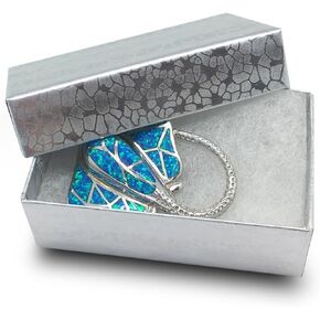 TheDisplayGuys - 25-pack - #21 Cotton Filled Cardboard Paper Jewelry Box Gift Case - Silver Foil - (2.7 x 1.6 x 0.9)