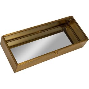 Creative Co-Op Decorative Mirrored Brass Box, Antique Gold