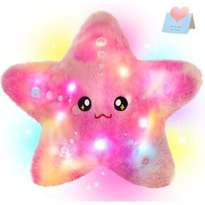 Houwsbaby 12" Light Up Starfish Plush Pillow,Tie-Dyed Sea Star Stuffed Animal,Ideal Festivals Birthdays Children's Day for Kids Girls Boys