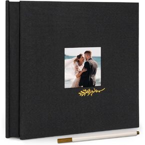 Vienrose Photo Album Self Adhesive for 4x6 5x7 8x10 Pictures, Linen Photo Album Book with Sticky Pages DIY Scrapbook Album with A Metallic Pen, Memory Book for Wedding Baby Family Travel Blue