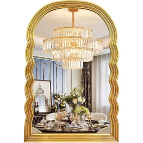 Arch Wall Mounted Mirror 24x36 inch Gold Vintage Rippled Bathroom Mirror for Bathroom, Bedroom, Living Room & Entryway Décor | Large & Chic Home Accessory.