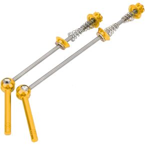 VGEBY Quick Release Skewer, 1Pair High Strength Mountain Bike Front Rear Wheel Skewer Set for Alloy Quick Release Skewer Lever Cycling Accessory(Gold) Bike Skewers