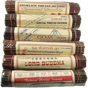 Incense Bundle Chandra Devi Tibetan Natural Incense Sticks Combination Pack - Fairtrade Incense from Tibet (6 Packs)
