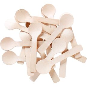 Gmark 4" Mini Wooden Spoons 100 ct, Biodegradable Compostable Birchwood (100pcs/bag) GM1042A
