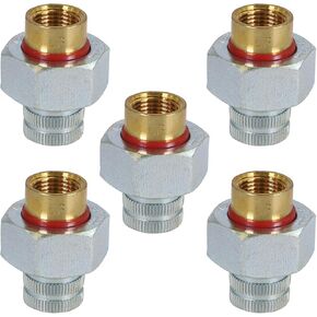 Midline Valve EVGG0114-OM-5 Dielectric Union Pipe Fitting 1-1/4 in. FIP Reduces Electrolysis Brass x Stainless Steel (5 Pack)