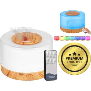 500ml Premium, Essential Oil Diffuser with Remote Control, 5 in 1 Ultrasonic Aromatherapy Fragrant Oil Humidifier Vaporizer, Timer and Auto-Off Safety Switch, with Light Led