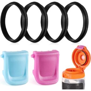 2pcs Replacement Bottle Clips, with 4pcs Black Gasket Reliable Bottle Mouth Fastener Clasp, Bottle Accessories Compatible with Gatorade