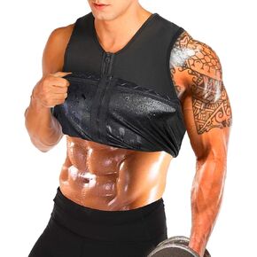 Sweat Vest for Men Waist Trainer Sauna Vest Body Shaper Polymer Zipper Weight Loss Sauna Tank Top Workout Shirt