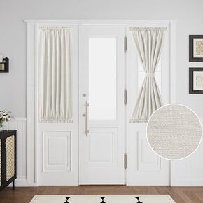 Turquoize Door Curtain Thick Linen Door Curtains for Door Window Curtain French Door Curtain with Tieback Sidelight Door Privacy Panels for Window/Living Room/Doorways, 1 Panel, 25W by 40L, Aqua Gray