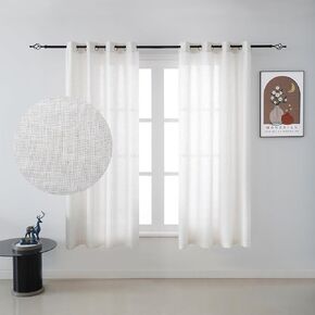 Linen Curtains for Bedroom,Linen Sheer Curtains for Living Room,Linen Curtains 96 Inches Long,Long Curtains Bedroom Curtains,Living Room Curtains Window Curtains,Natural,52 Wide,2 Panels