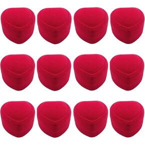 Markeny 12 Pack Velvet Ring Boxes for Ring and Earring Jewelry Display Anniversaries, Weddings, Birthdays, Red