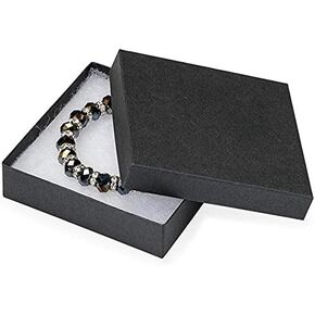 16 Pack Cotton Filled Matte Black Color Jewelry Gift and Retail Boxes 3.5 X 3.5 X 1 Inch Size