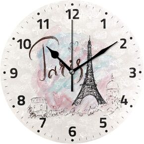 Wamika Hummingbirds Bird Flower Wall Clock Battery Operated Non Ticking Silent Round Acrylic Spring Summer Bird Purple Floral Quartz Decorative Clock for Kitchen Home Office School Easy to Read