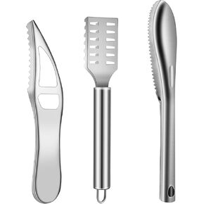 3Pcs Fish Scaler Remover, Fish Scaler Brush, Stainless Steel Fish Cleaning Kit Fish Scaler Fish Skin Graters Cleaning Peeler Scaler Scraper with Bottle Opener for Kitchen Fish Scales Removing Peeling