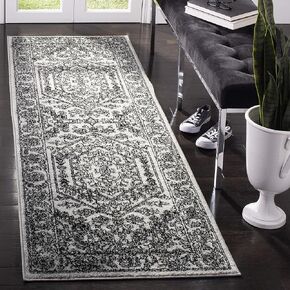 SAFAVIEH Adirondack Collection Runner Rug - 2'6" x 10', Silver & Black, Oriental Medallion Design, Non-Shedding & Easy Care, Ideal for High Traffic Areas in Living Room, Bedroom (ADR108A)