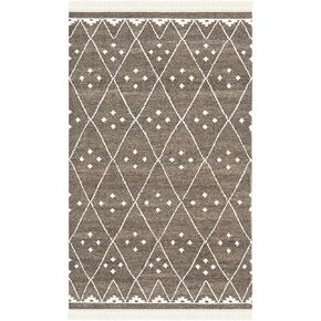SAFAVIEH Natural Kilim Collection Accent Rug - 2' x 3', Brown & Ivory, Handmade Moroccan Boho Tribal Wool & Viscose, Ideal for High Traffic Areas in Entryway, Living Room, Bedroom (NKM316A)