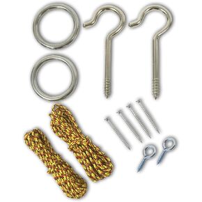 Hook and Ring Toss Game Swing Target Game DIY Kit -Stainless Steel Ring, Polyester Rope and Hardware