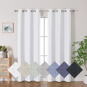Blackout Greyish White Window Curtains 72" L - Grommet Top 100% Room Darkening Thermal Insulated Vertical Window Drapes Modern for Flat/Apartment (2 Panels, 40 x 72 Inch, White)