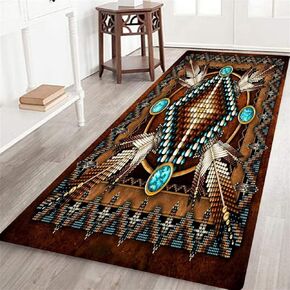 Southwestern Runner Rug for Hallway,Rustic South Western Aztec Tribal Native American Indian,Western Runners for Hallways Entryway Bedroom Bathroom Non-Slip Floor Carpet Doormat Washable Kitchen Rugs