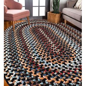 Rhody Rug Astoria AS82 Black Rock 2' x 4' Oval Runner - Durable Braided Area Rug, Home Decor, Floor Mat or Kitchen Rug - Easy Care, Ideal for High Traffic Areas - Made in USA