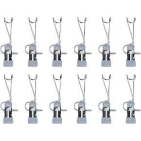 12 PCS Metal Long Tail Clips with Hooks, Multifunctional Hanging Clips for Kitchen, Bathroom and Office (Apricot)