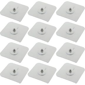 12PCS 6x6cm/2.36x2.36inch Plastic Metal Clear Sticky Wall Mounted No Trace Screw Hooks for Hanging Kitchenware and Key and Hat