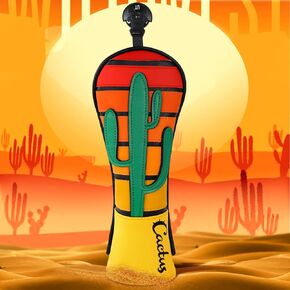 Golf Club Head Cover Golf Head Cover Driver Headcover Fairway Wood Headcover Hybrid Club Head Covers Leather Patchwork Cactus