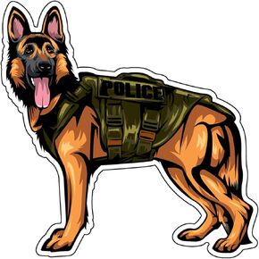 WickedGoodz German Shepherd K9 Decal - Police Dog Bumper Sticker - for Laptops Tumblers Windows Cars Trucks Walls