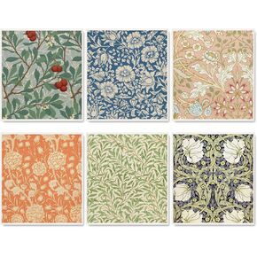 Whaline William Morris Swedish Kitchen Dishcloth Vintage Floral Absorbent Cotton Kitchen Towel Colorful Flower Dish Towel for Party Home Housewarming Cleaning Counter Wipes, 7 x 8 Inch, 6Pcs