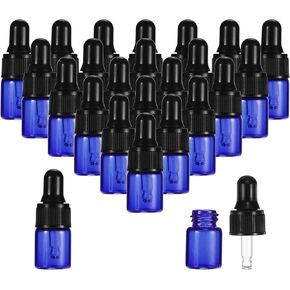 PATIKIL 2ml Glass Dropper Bottle, 24Pcs Leakproof Essential Oils Sample Liquid Perfume Container with Eye Dropper for Storage Travel, Blue