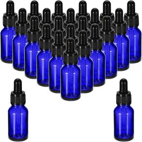 PATIKIL 2ml Glass Dropper Bottle, 24Pcs Leakproof Essential Oils Sample Liquid Perfume Container with Eye Dropper for Storage Travel, Blue in Saudi Arabia