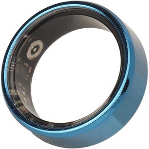 Airshi Smart Health Ring, Ceramic and Stainless Steel Exercise Data Monitoring Lightweight Blue IP68 Waterproof Health Tracker Smart Ring with APP for Women for Sports (No. 8)