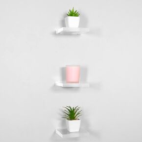 STAUBER Best Floating Shelf (4" x 4", Clear Acrylic, Classic Style, Pack of 3)