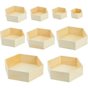 Bright Creations Set of 9 Unfinished Wooden Floating Hexagon Shelves for Wall (9 Sizes)