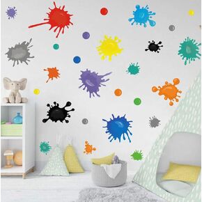 TOARTi Watercolor Paint Translucent Vinyl Wall Decal, 35pcs Splatter and Splotches Decor for Art Room Nursery Classroom