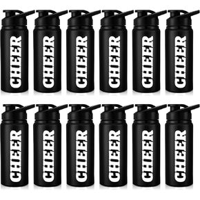 Hushee 12 Pcs Cheer Water Bottle 20 oz Cheerleader Reusable Water Bottle for Travel Aluminum Leak Proof Sport Water Bottle with Snap Lids for Cheerleading Coach Gift Gym Camping Hiking Outdoor