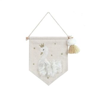 MON AMI Embroidered Ballerina Hanging Wall Canvas Banner – 10", Wall Decor For Nursery, Kids, Teen’s Bedroom & Playroom