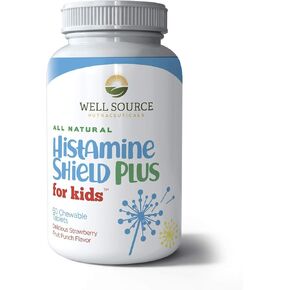 Histamine Shield Plus for Kids™ All Natural Antihistamine Supplement: Works On All Allergy Types. Pollen, Pet Dander, Dust, Mold, and Odor Allergies. 60 Tablets