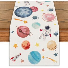 First Trip Around The Sun Decorations Space Table Runner Sun Space Themed Party Decorations Space Table Cover Astronauts Celestial Body Rockets Star Decor Space Decorations for Home Party