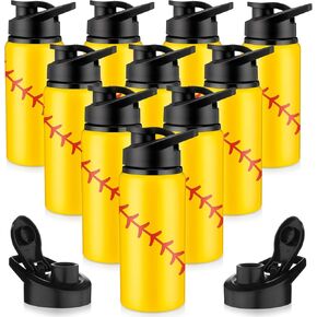 Yaomiao 10 Pcs Softball Water Bottles Aluminum Softball Gifts Tumbler Snap Lid Leak Proof Baseball Sports Bottle Baseball Accessories for Gym Sports Travel Coffee Friends Men Girls