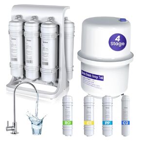 Midea Reverse Osmosis System, 4-Stage RO Under Sink Water Filtration System, NSF/ANSI Certified Ultra Safe Materials, Superb Taste Drinking Water Filter for Home, 75 GPD, Easy DIY Install