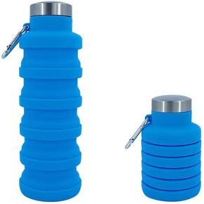 Collapsible Water Bottles 12oz, Odorless BPA-Free Silicone, Leak-Proof Foldable Reusable Bottle - Perfect for Travel Sports Gym Hiking Camping Cycling - Dark Gray