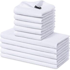 Homaxy 100% Cotton Kitchen Towels and Dishcloths Set, 12 x 12 Inches and 13 x 28 Inches, Set of 8 Bulk Kitchen Towels Set, Ultra Soft Absorbent Dish Towels for Washing Dishes, Beige