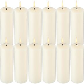 Pack of 12 Ivory Pillar Candles 2 x 6 Inch Unscented Candles Large Ivory Pillar Candles Paraffin Wax Long Lasting Candles Clean Burning Candles for Home Decor Wedding Party Dinner Bath Spa