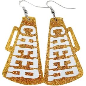 Game Day Earrings for Women,Acrylic Glitter CHEER Megaphone Sports Spirits Cheer Fan Gifts Football Earrings Accessories Team Sports Fan Earrings Football Team Gifts
