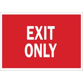 Brady 22494 Plastic Exit & Directional Sign, 7" X 10", Legend "Exit Only",Red on White