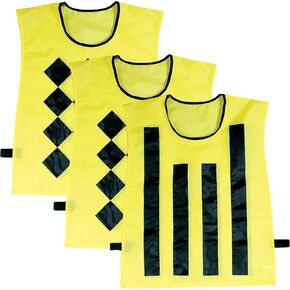 CHAMPRO Sideline Official Pinnies (set of 3, 1 Diamond/2 Striped), OPTIC YELLOW, BLACK