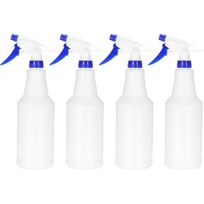 PATIKIL 750ml/24oz Plastic Spray Bottles, 4pcs Adjustable Nozzle Leak Proof Empty Water Mist Stream Sprayer for Cleaning Solutions Plants Hair, Blue