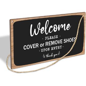 Welcome Please Remove Your Shoes Thank You Wooden Hanging Sign Plaque, Vintage Wall Decor Sign With Warming Quotes, Rustic Wood Sign Wall Art for Home Entryway Living Dining Room Farmhouse - A16